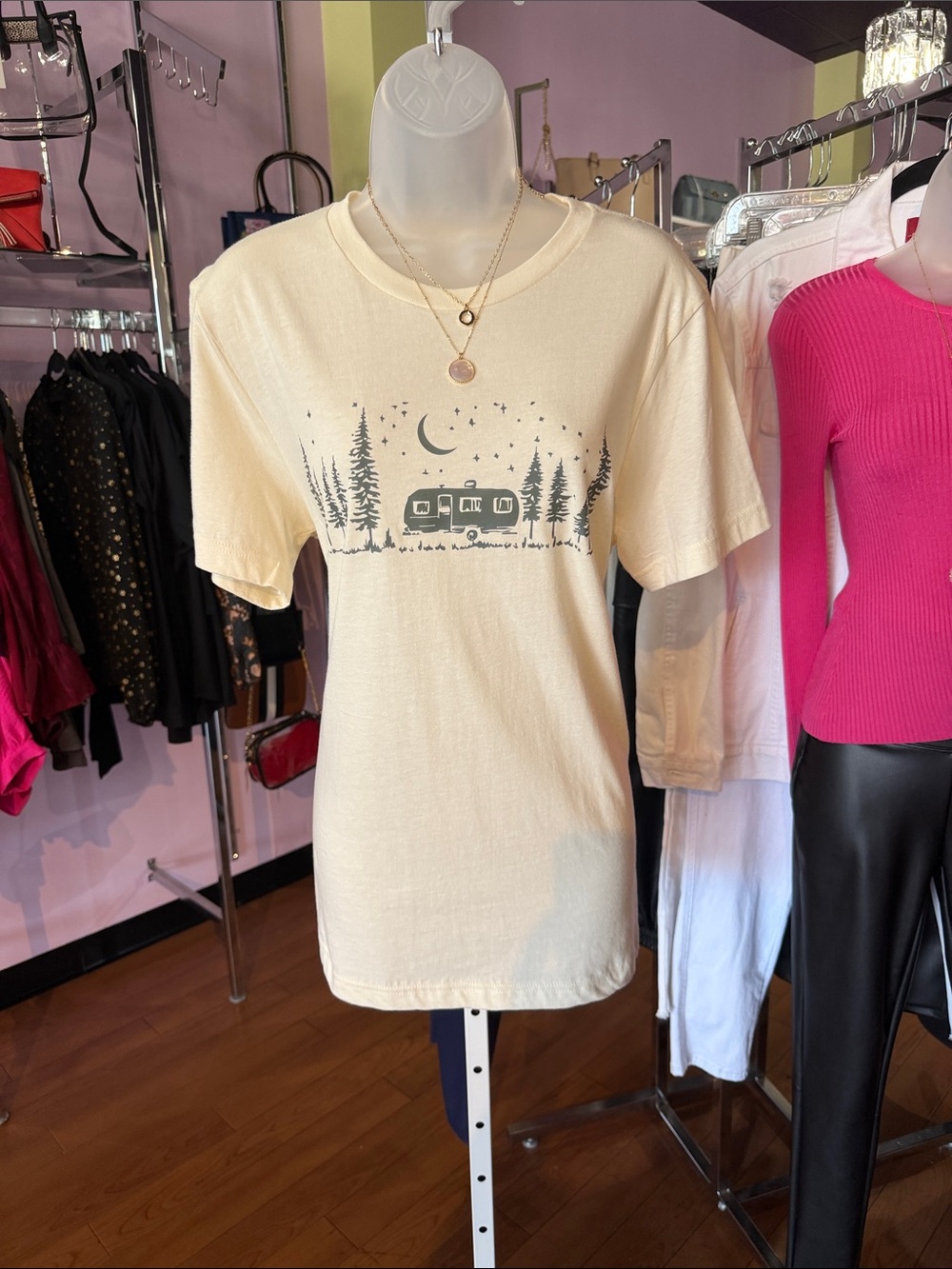 Cream Graphic Camper Tee